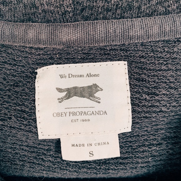 OBEY PROPAGANDA zip up charcoal hoodie - Picture 4 of 8
